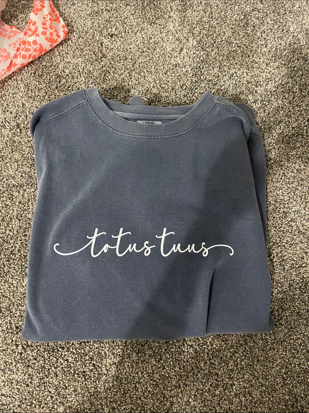 Comfort Colors Slate Blue "totus tuus" Crewneck Sweatshirt